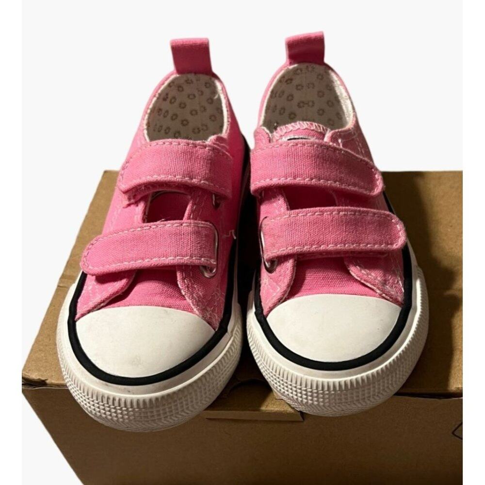 Weestep Pink Sneakers Girls Size 7 Converse Style Slip On Velcro Closure New in